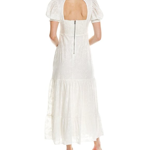 Alice + Olivia Off White Stori White Eyelet Midi Dress Size 6 NWOT - Picture 2 of 14